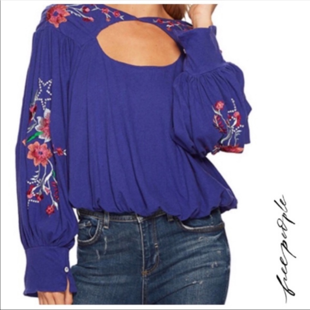 Free People Top Embroidered Lita Floral Cut-Outs - Picture 8 of 8